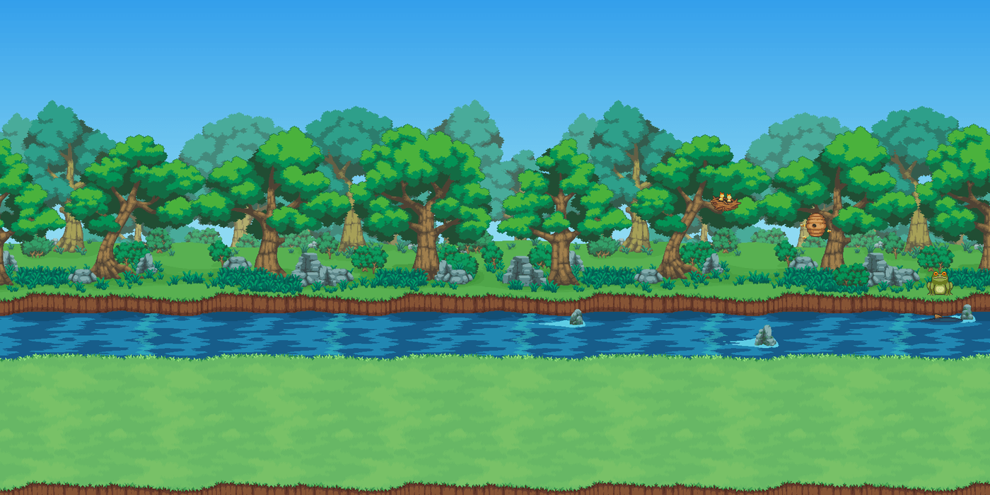 The Wacky Jungle: dense tropical jungle with a river, oversized plants and bright foliage